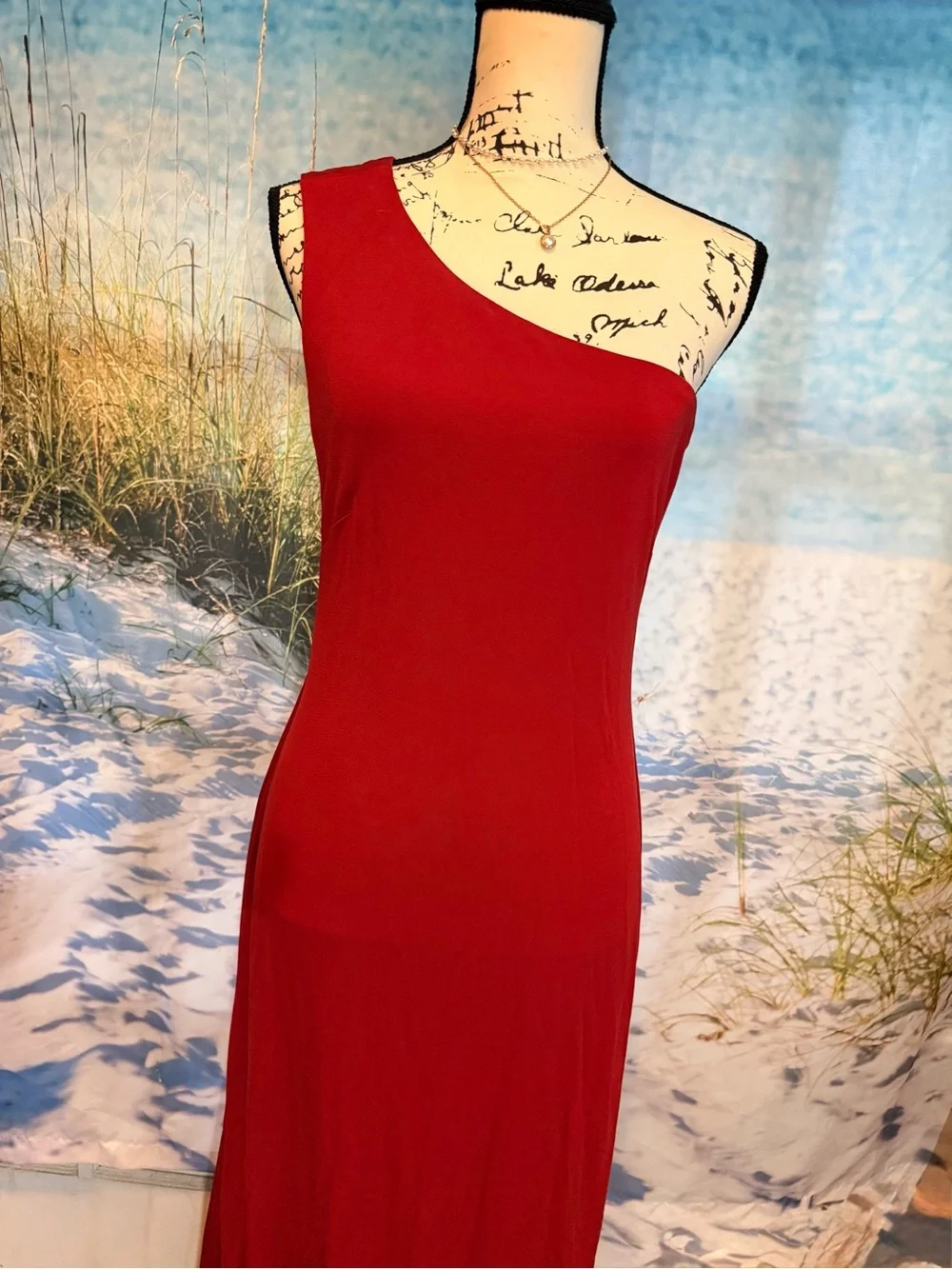 Lauren Ralph Lauren Scarlet One-Shoulder Maxi Dress
